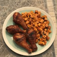 BBQ Chicken Drumsticks and Sweet Potatoes