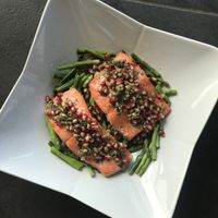 Pomegranate Salmon with Asparagus