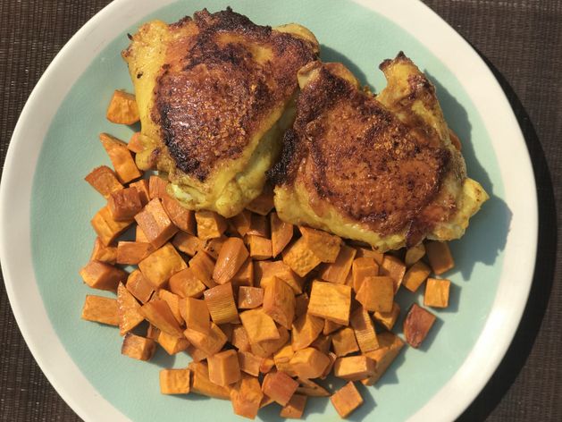 Turmeric Chicken with Sweet Potatoes wide display