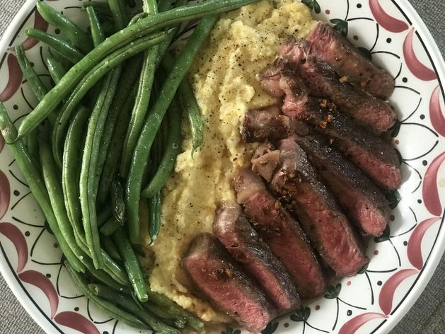 Steak with Ginger Butter Sauce and Green Beans wide display