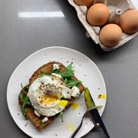 Open Faced Fried Egg + Goat Cheese Sandwiches