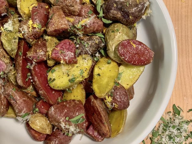 Fingerling Potatoes with Oregano, Parmesan, + Lemon wide display