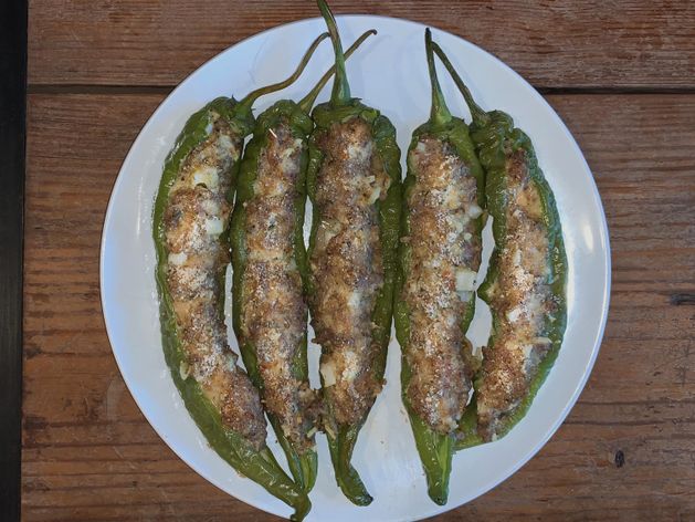 stuffed long hot peppers wide display