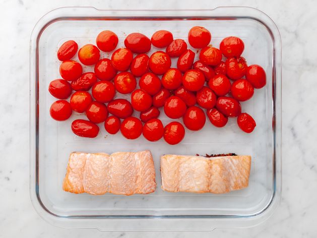 Salmon (Skin-On) and Cherry Tomatoes