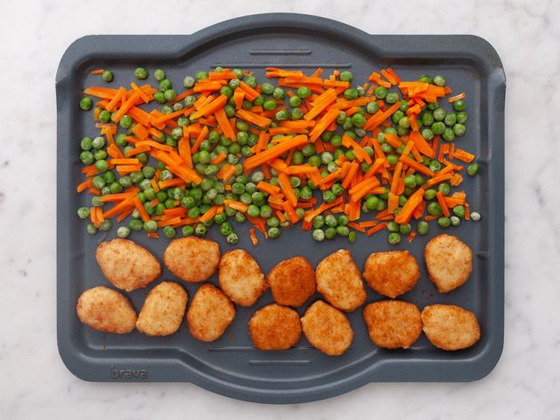 Chicken Nuggets with Peas and Carrots