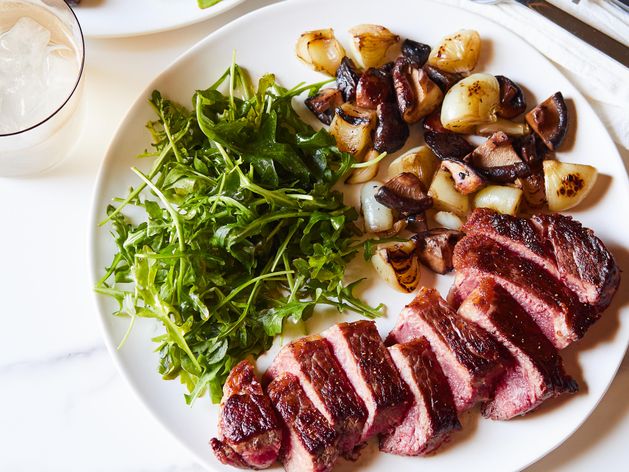 NY Strip Steak with Mushrooms and Onions