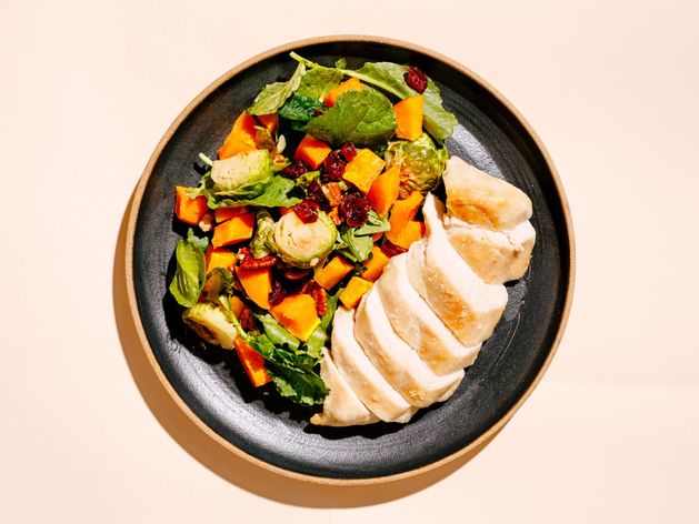 Chicken Breasts, Butternut Squash, and Brussels Sprouts