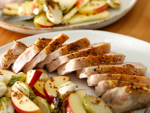 Pork Chops with Brussels Sprouts and Apples