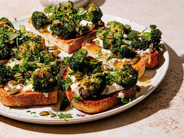 Broccoli Toast with Herb Salad