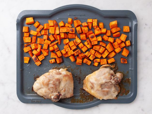 Chicken Thighs (Bone-In and Skin-On) and Sweet Potatoes
