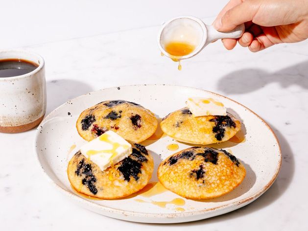 Greek Yogurt and Blueberry Mini Pancake Muffins