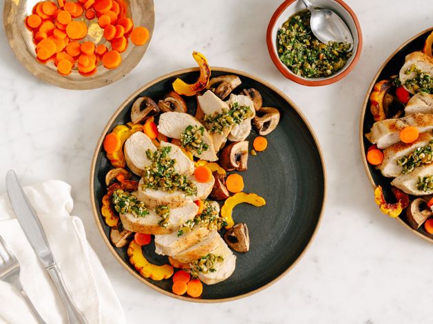 Chicken, Delicata, and Mushrooms