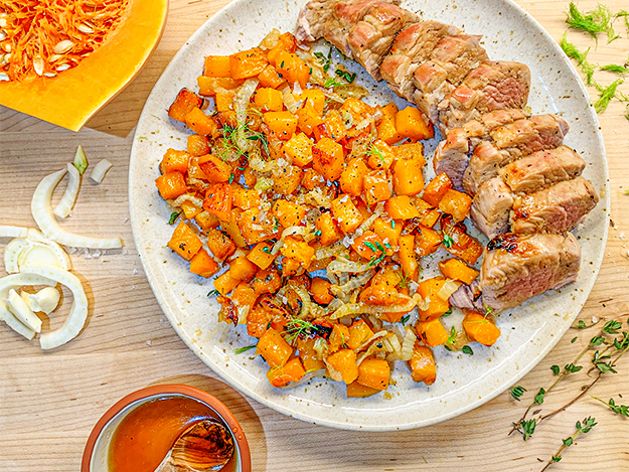 Maple Glazed Pork Tenderloin with Roasted Fall Vegetables