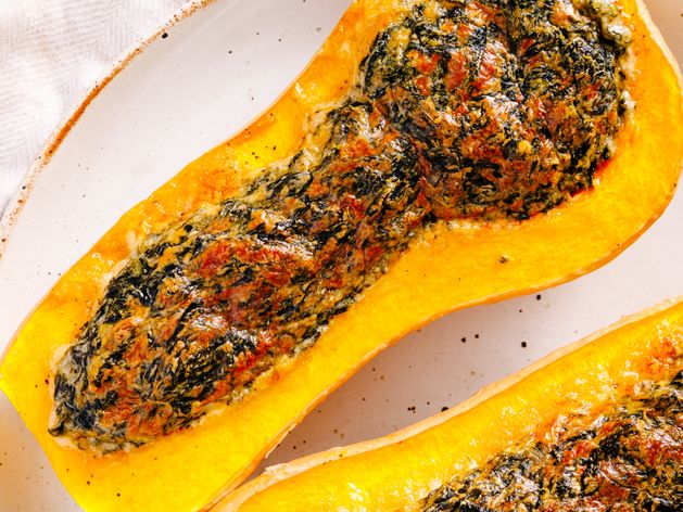 Spinach and Cheese Stuffed Butternut Squash