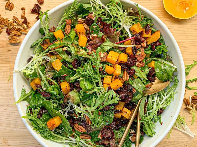 Roasted Squash Salad with Crispy Bacon and Maple Vinaigrette