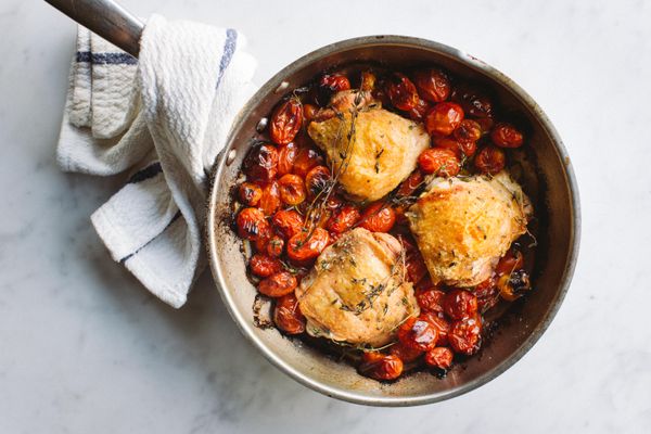 Chicken Thighs with Blistered Cherry Tomatoes - Serves 2 — Brava ...